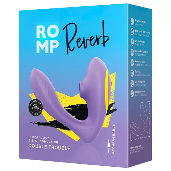 ROMP Reverb - vibrador ponto G e sucção clitóris 2 em 1 - silicone lilás