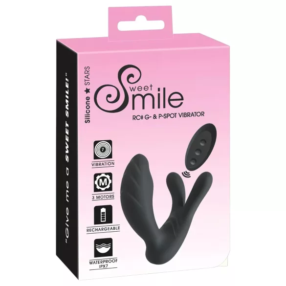 Smile - vibrador ponto G e próstata - controle remoto - silicone preto