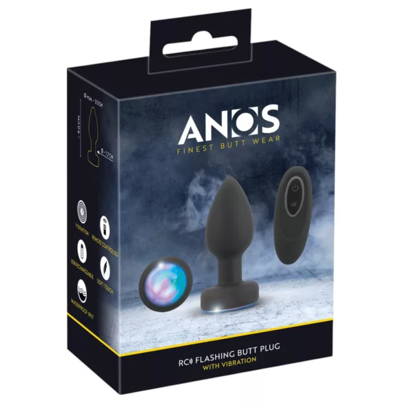 ANOS - plug anal vibratório luminoso - silicone preto