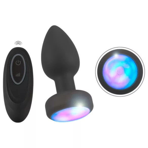 ANOS - plug anal vibratório luminoso - silicone preto