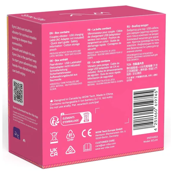 We-Vibe Sync Lite - vibrador para casais controlado por app - silicone rosa