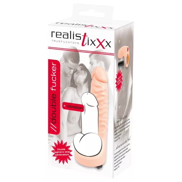 Realistixxx Double Fucker - vibrador anal com arnês (cor natural)