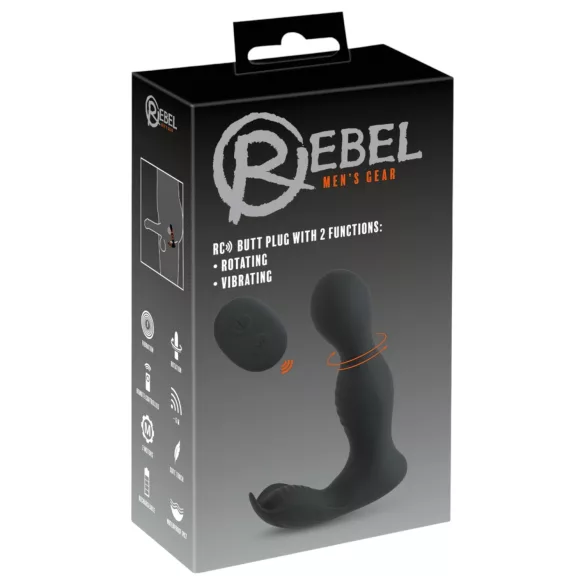 Rebel - vibrador próstata 2 em 1 com controle remoto - silicone preto