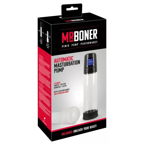 Mister Boner - bomba peniana automática a bateria (preto‑transparente)