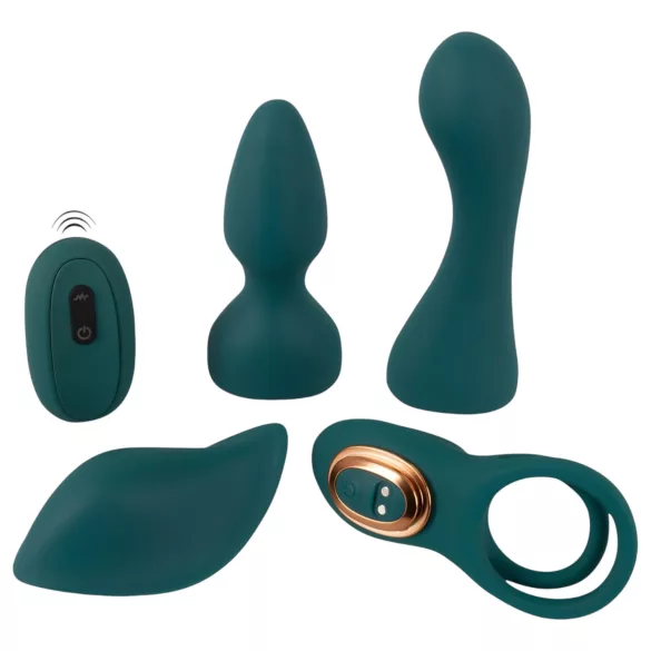 Couples Choice - Vibrador 4 em 1 ajustável com controlo remoto (turquesa)