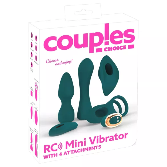Couples Choice - Vibrador 4 em 1 ajustável com controlo remoto (turquesa)
