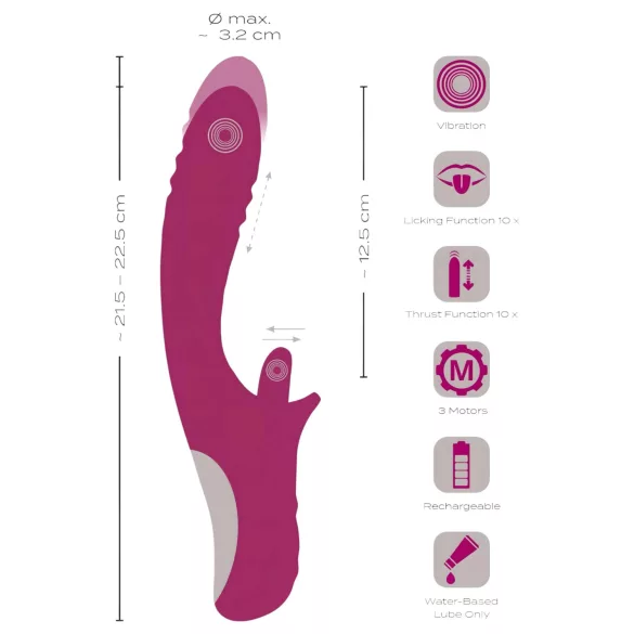 Javida - vibrador com língua e movimento de vai e vem - silicone roxo