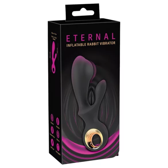 Eternal - vibrador com estimulador de clitóris inflável - silicone preto