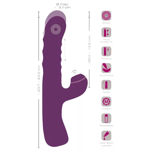 Javida - vibrador rabbit 3 em 1 - silicone roxo