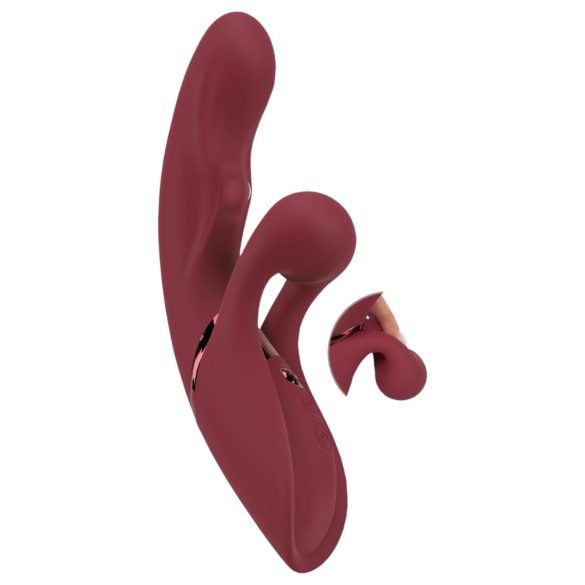Javida 2 Funções Rabbit - vibrador recarregável com estimulador (vermelho)