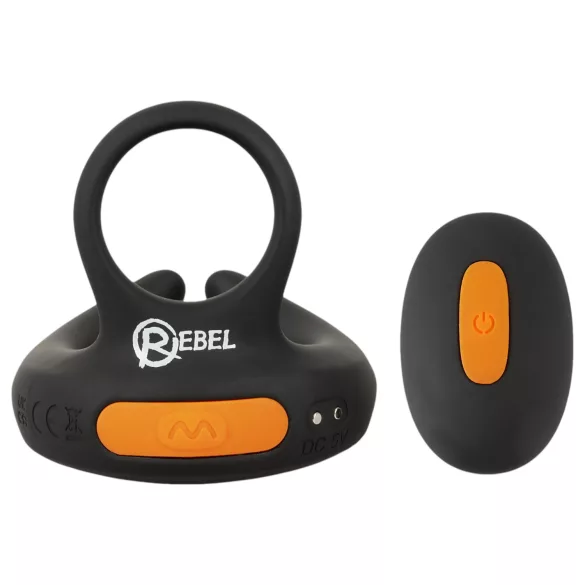 Rebel - anel peniano vibratório e vibrador para escroto - silicone preto