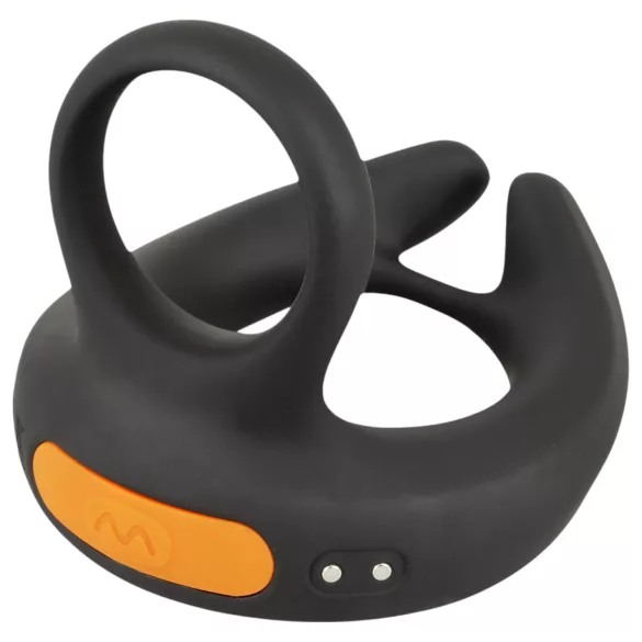 Rebel - anel peniano vibratório e vibrador para escroto - silicone preto