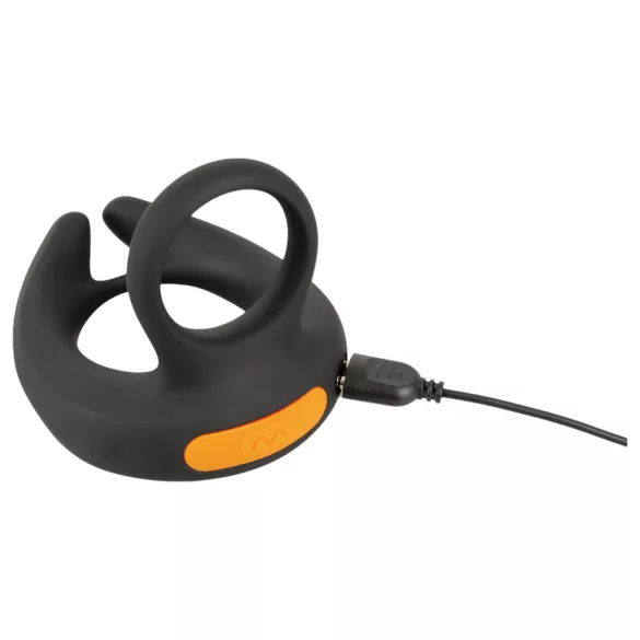 Rebel - anel peniano vibratório e vibrador para escroto - silicone preto