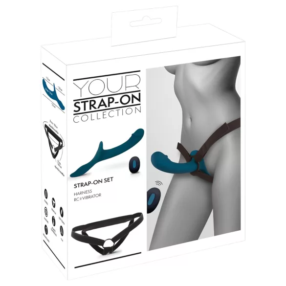 You2Toys - vibrador com cinta conjunto - silicone preto azul