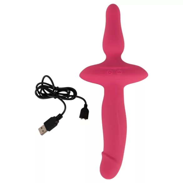 Couples Choice - vibrador e plug anal 2 em 1 - silicone rosa