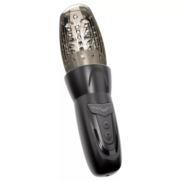 Stroker - masturbador rotativo, de vai‑e‑vem e vibratório (preto)
