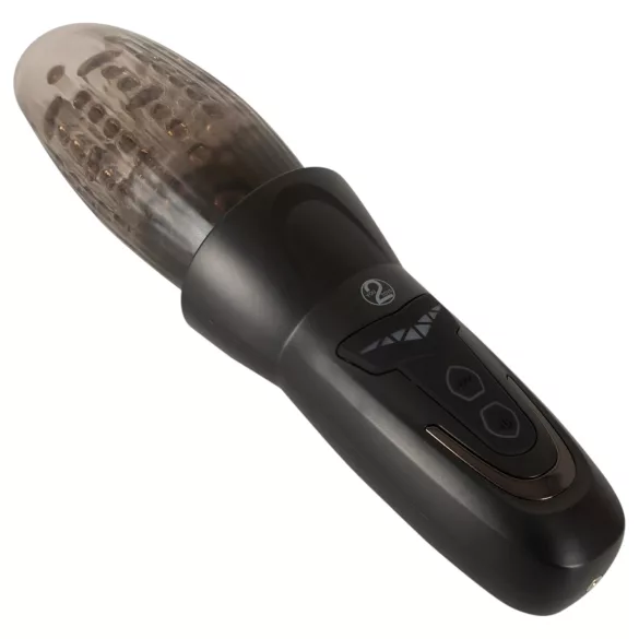 Stroker - masturbador rotativo, de vai‑e‑vem e vibratório (preto)