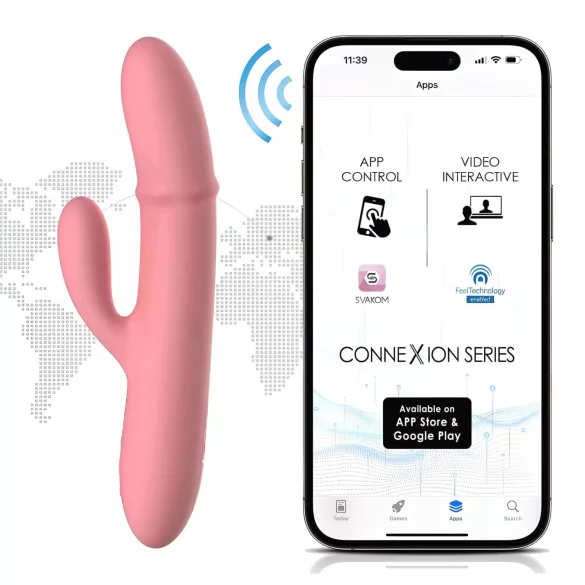Svakom Mora Neo - Vibrador com braço clitoriano com pérolas controlado por app (rosa)