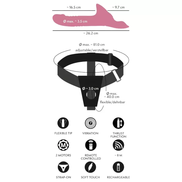 You2Toys - vibrador com cinto - kit strap-on - vermelho