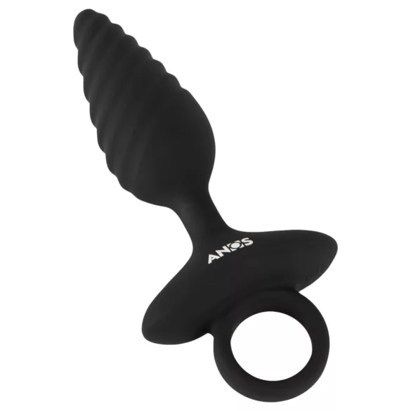 ANOS - plug anal vibratório texturizado - silicone preto