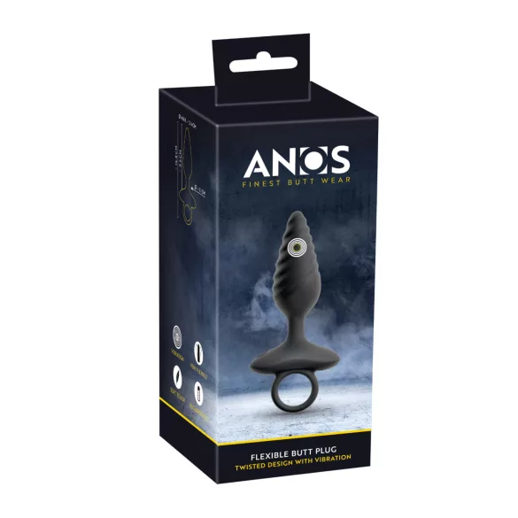 ANOS - plug anal vibratório texturizado - silicone preto
