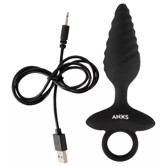ANOS - plug anal vibratório texturizado - silicone preto