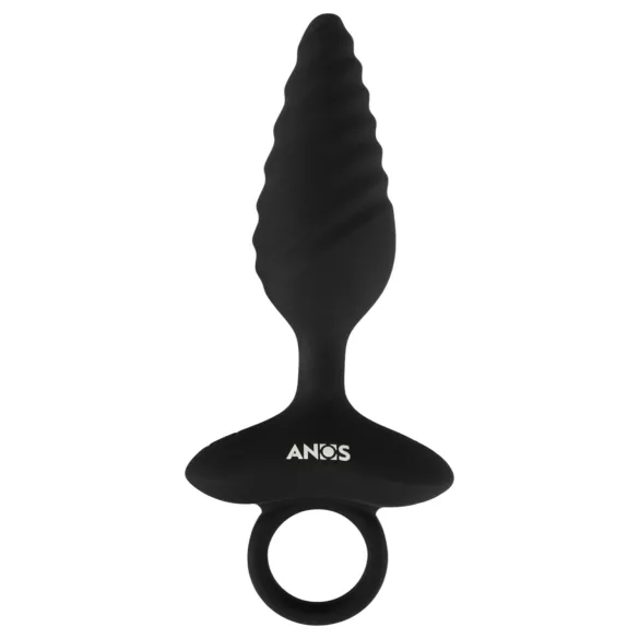 ANOS - plug anal vibratório texturizado - silicone preto