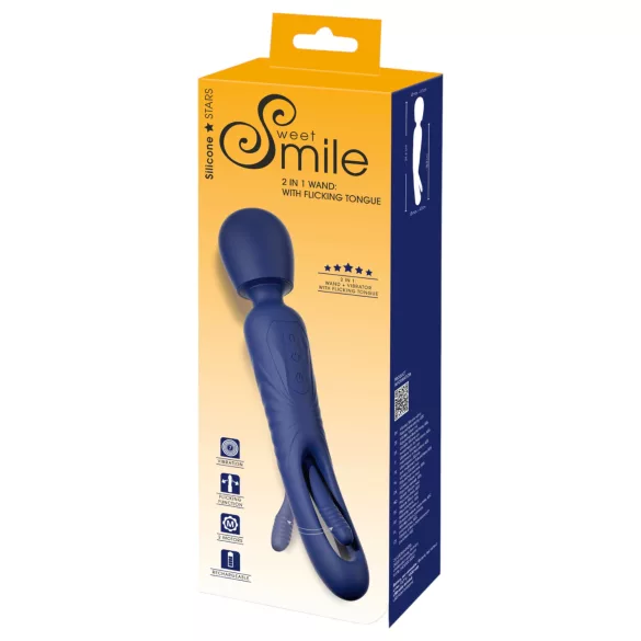 Smile - Vibrador massageador 2 em 1 com língua (azul)