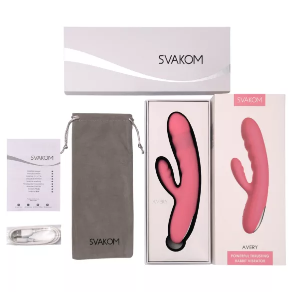Svakom Avery - vibrador com braço clitoriano recarregável - rosa