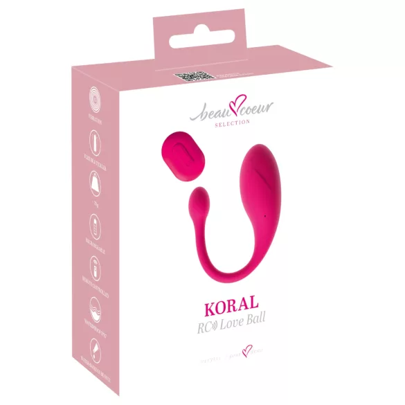 Beau Coeur Coral - ovo vibratório com controlo remoto (rosa)