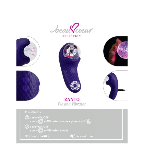Beau Coeur Zanto - vibrador ponto G e clitóris - silicone azul