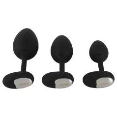   ANOS - plug anal vibratório - kit c/ 3 tamanhos - silicone preto