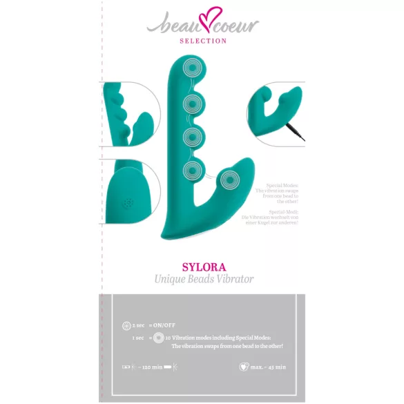 Beau Coeur Sylora - vibrador 2 em 1 com pérolas (verde)