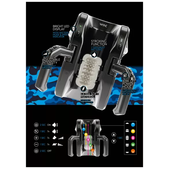 WYNE 10 - masturbador automático com alça - preto