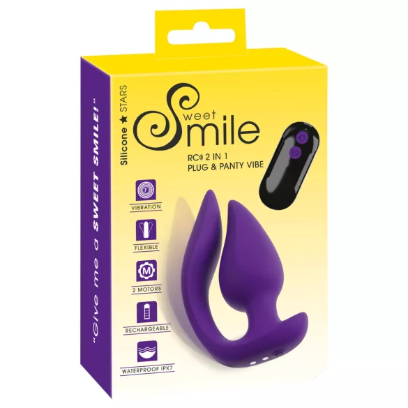 Smile - vibrador anal e estimulador de clitóris 2 em 1 - silicone roxo