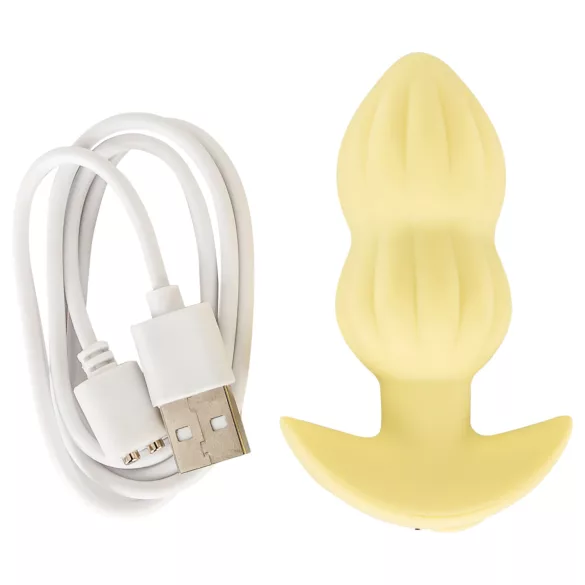 Cuties Mini - plug anal vibratório texturizado - silicone amarelo