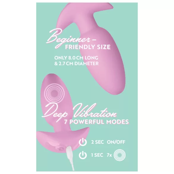 Cuties Mini - plug anal vibratório - silicone - rosa