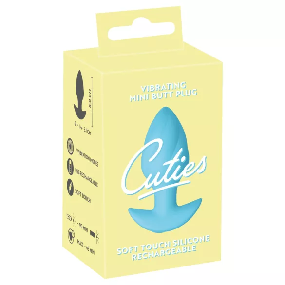 Cuties Mini - plug anal vibratório - silicone azul