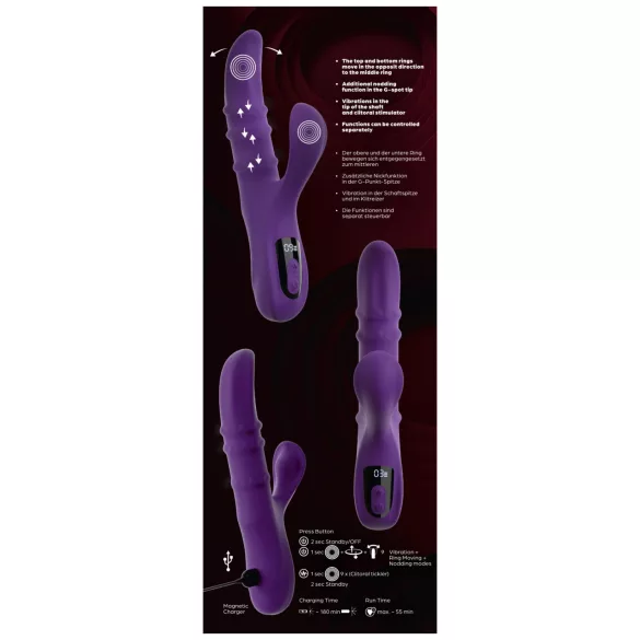 You2Toys - vibrador com braço estimulador do clitóris oscilante e anel móvel (roxo)