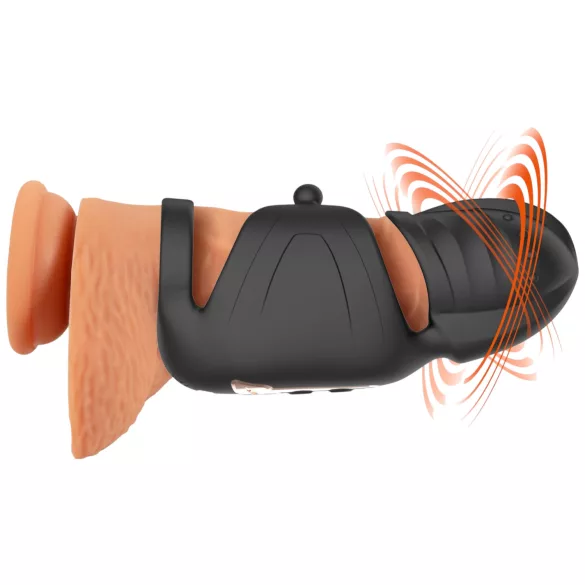 Rebel - vibrador peniano para homens com estimulador móvel da glande (preto)