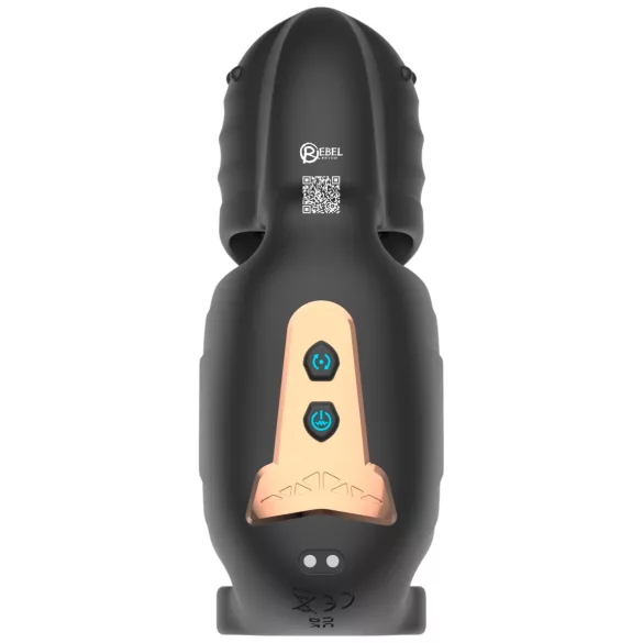 Rebel - vibrador peniano para homens com estimulador móvel da glande (preto)