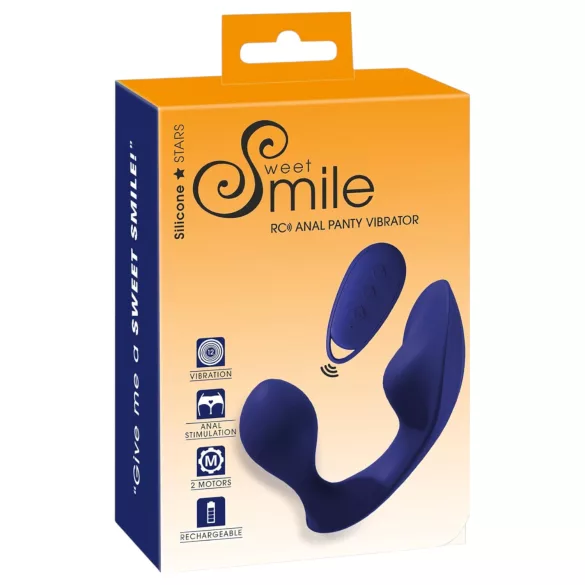 SMILE - vibrador controle remoto para calcinha e anal - silicone azul