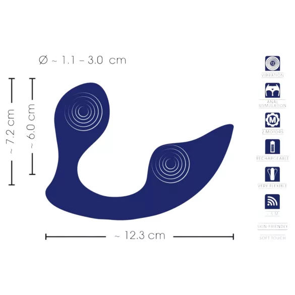 SMILE - vibrador controle remoto para calcinha e anal - silicone azul