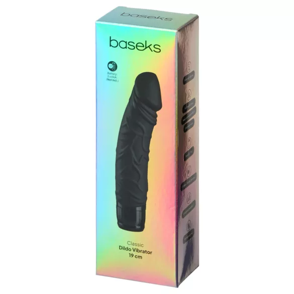 Baseks - vibrador realista em forma de bastão (preto) - 19 cm