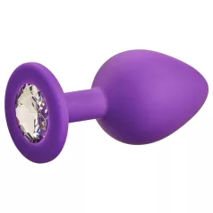 Baseks - plug anal de silicone com cristais (roxo) - 8 cm