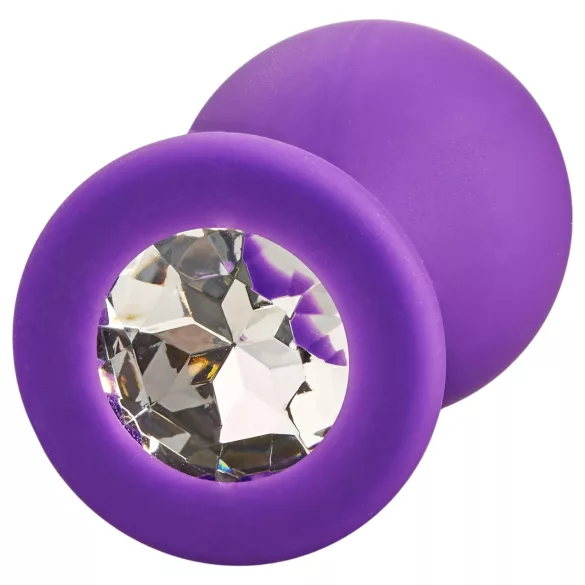 Baseks - plug anal de silicone com cristais (roxo) - 8 cm