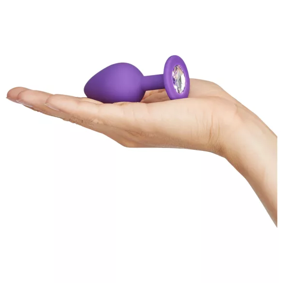 Baseks - plug anal de silicone com cristais (roxo) - 8 cm