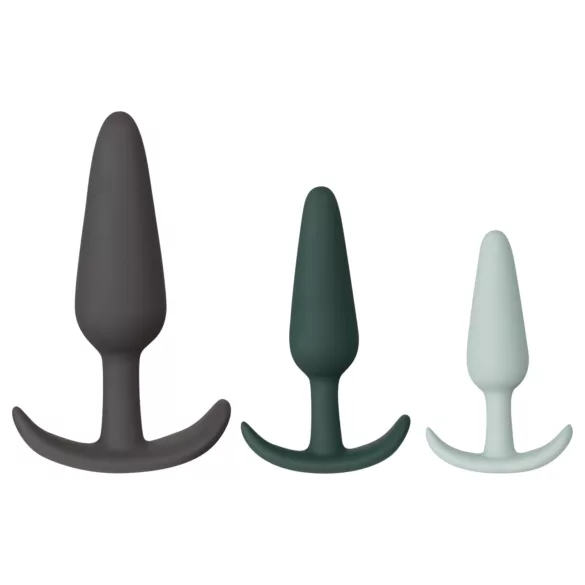 Amaysin - conjunto de plugs anais de silicone (preto e verde) - 3 unidades