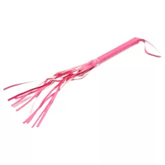 Korbács BDSM - couro sintético - rosa - 42cm