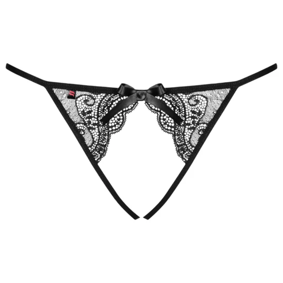 Obsessive Miamor - calcinha aberta rendada em tela - preto - L/XL